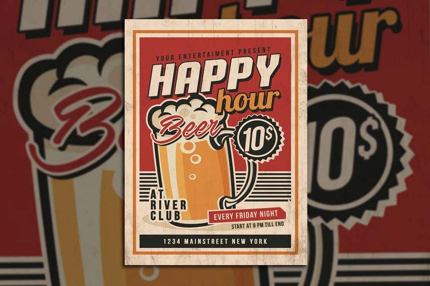 Happy Hour Vintage Flyer