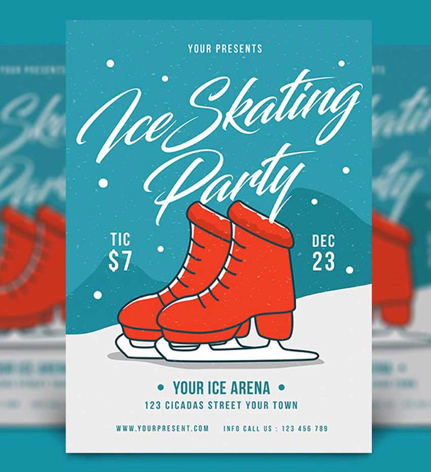 Ice Skating Party Flyer