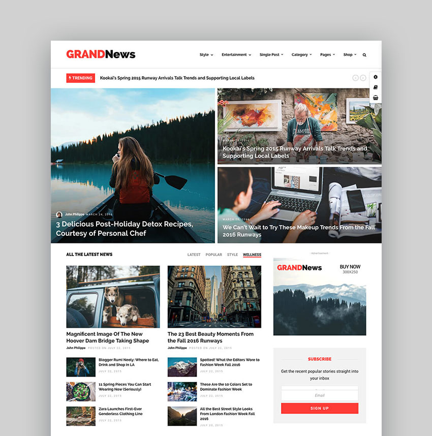 Grand News Clean Magazine WordPress Theme