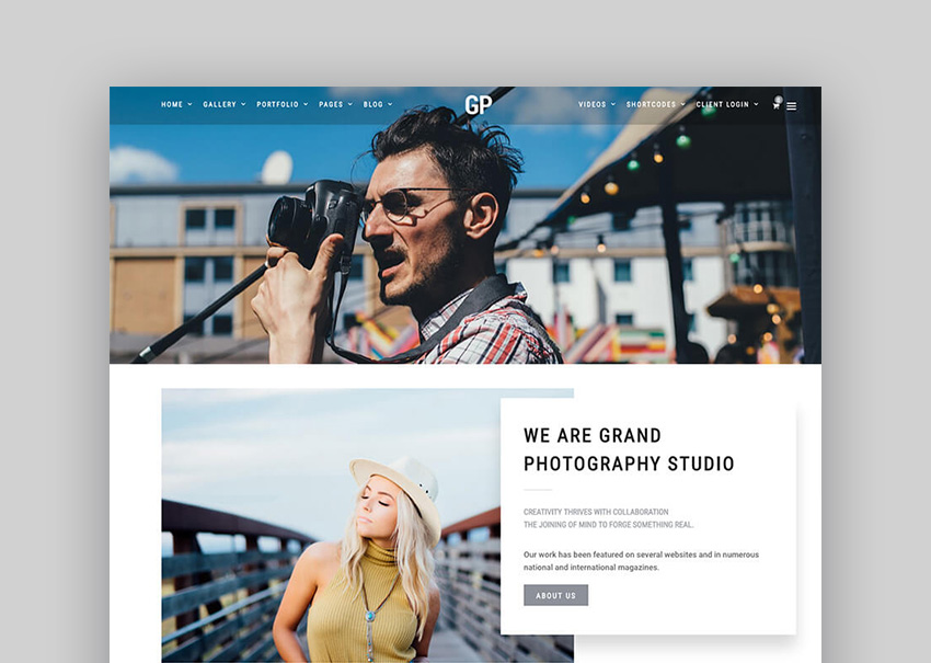 GrandPhotography Clean WordPress Theme Website Design
