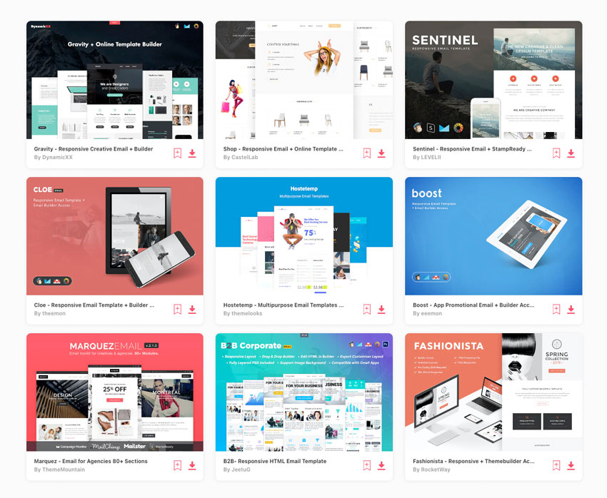 popular HTML email templates on Envato Elements