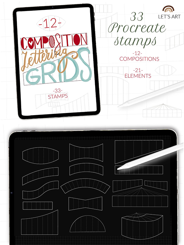 Lettering Grid Procreate Stamps
