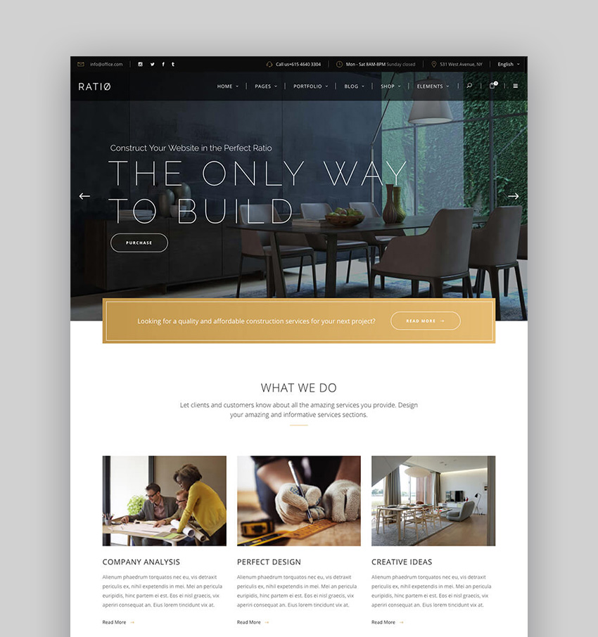 Ratio Modern WordPress Theme With Clean Web Page Design