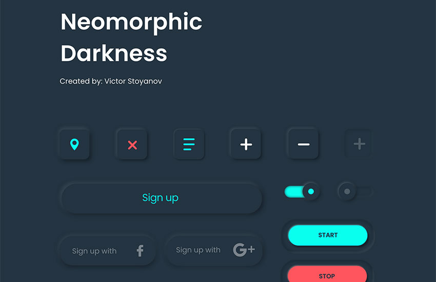 Neomorphic Darkness - Free UI Kit