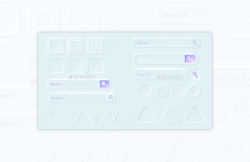 Neumorphic Buttons and Search Bars for Ui App