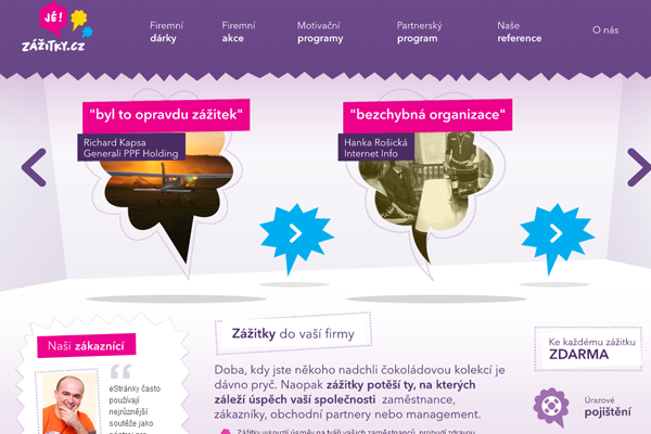 fancy purple color scheme website design zazitky.cz