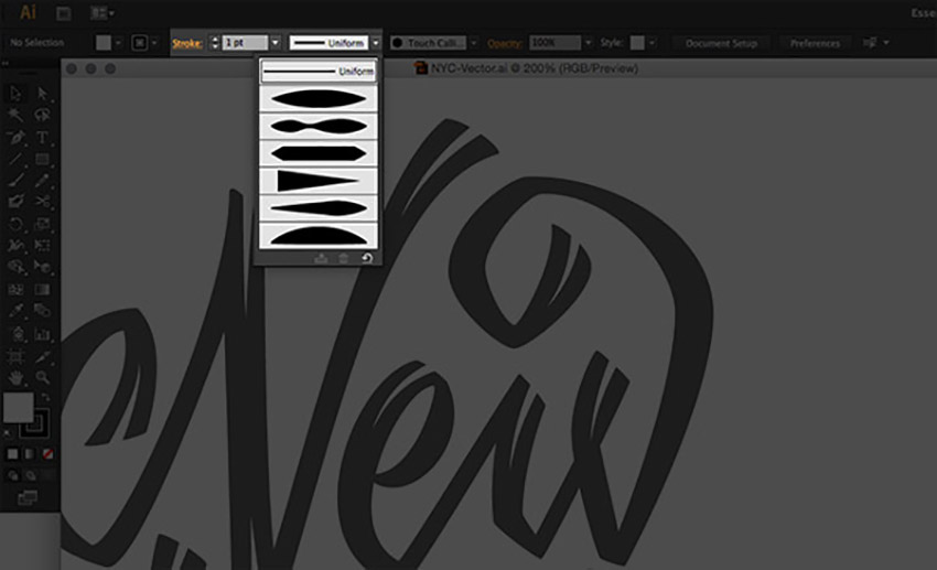 Hand Drawn Lettering Illustrator Tutorial Handling Bezier Variable Width Tool