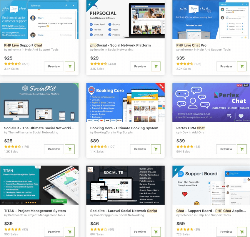 Topselling Live Chat PHP scripts on CodeCanyon