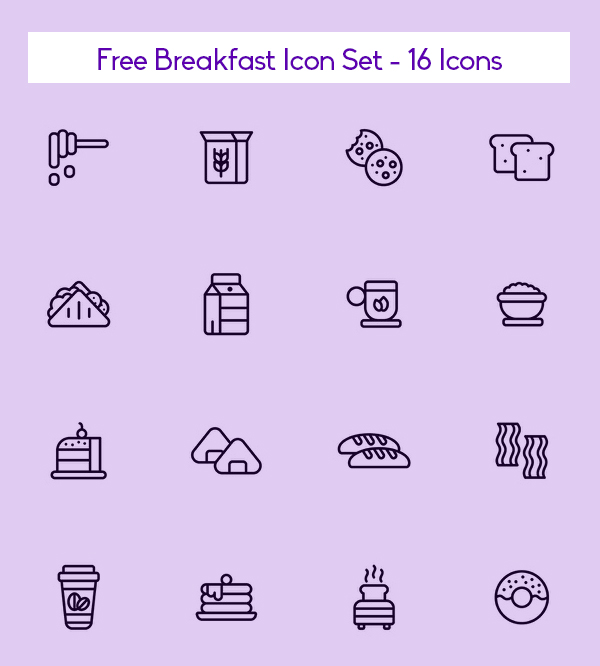 Free Breakfast Icon Set - 16 Icons