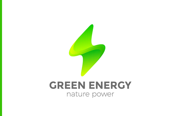 Logo Green Energy Flash Lighting Bolt 3D style