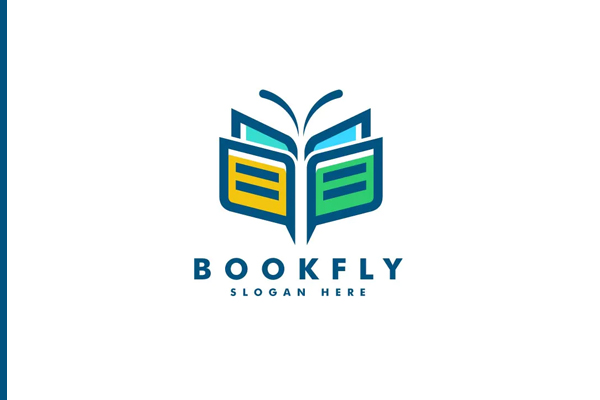 Book and Butterfly Line Art Style Logo Template