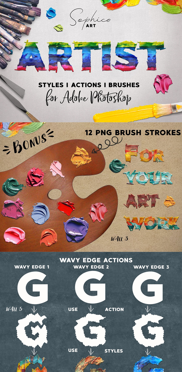 Artist Styles Actions Brushes Set