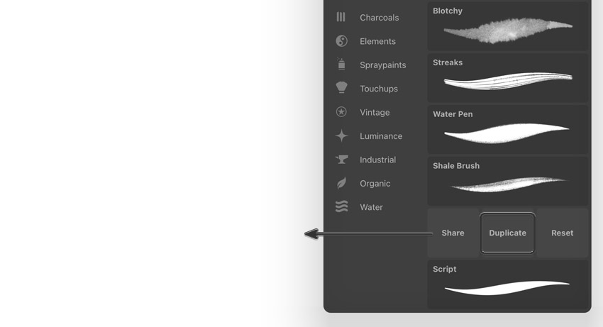 procreate duplicate brush