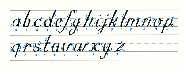 roundhand script - lowercase letters