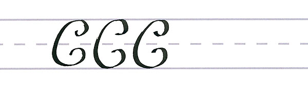 roundhand script - uppercase c multiples