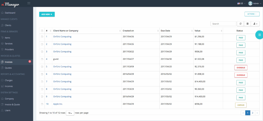 m'Manager - Invoices Management System