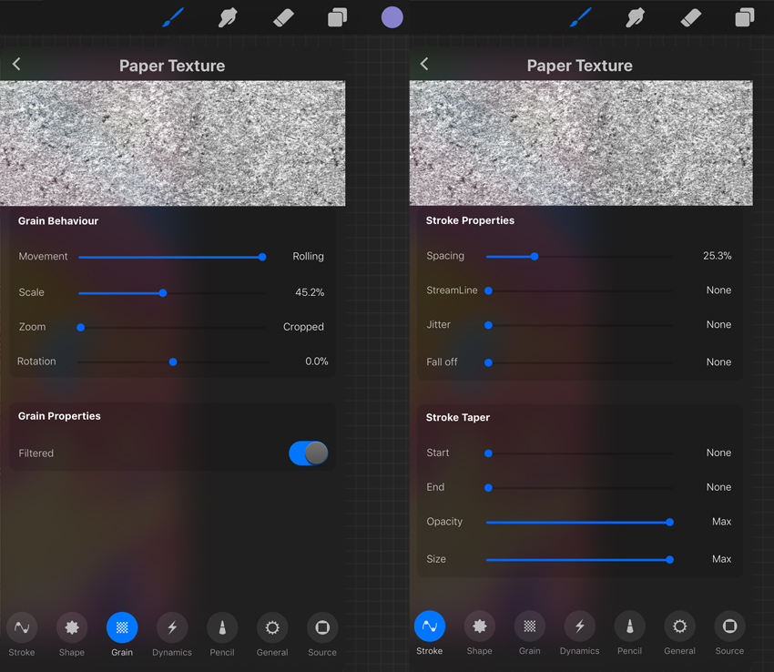 paper brush settings