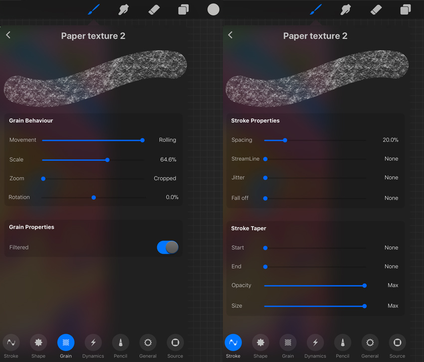 texture brush settings