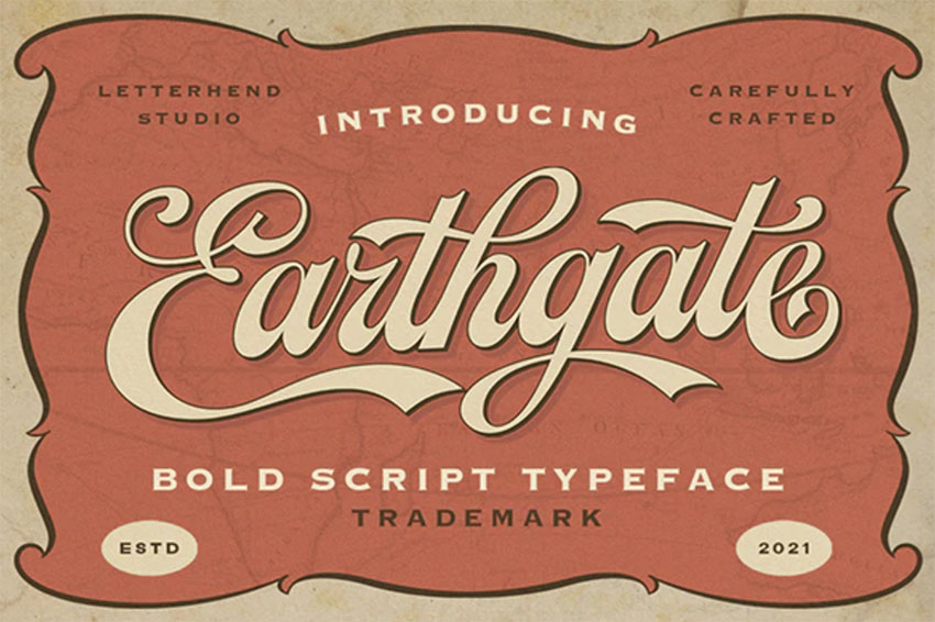 Earthgate - Vintage Script Font Alphabet
