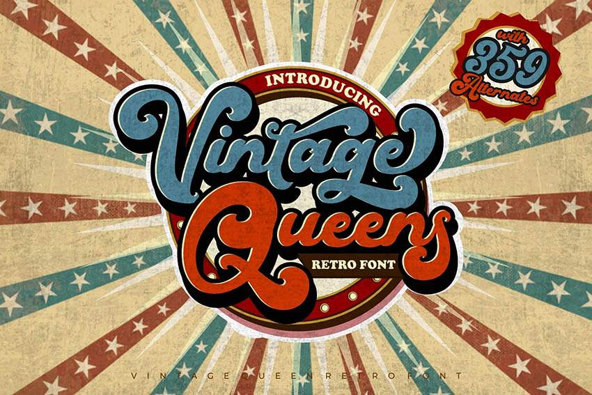 Vintage Queens - Retro Bold Script Font