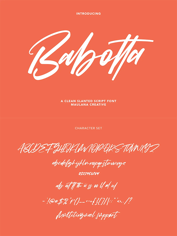 Babotta Clean Slanted Script Font