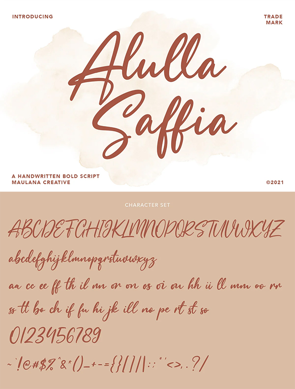 Alulla Saffia Handwritten Script Font