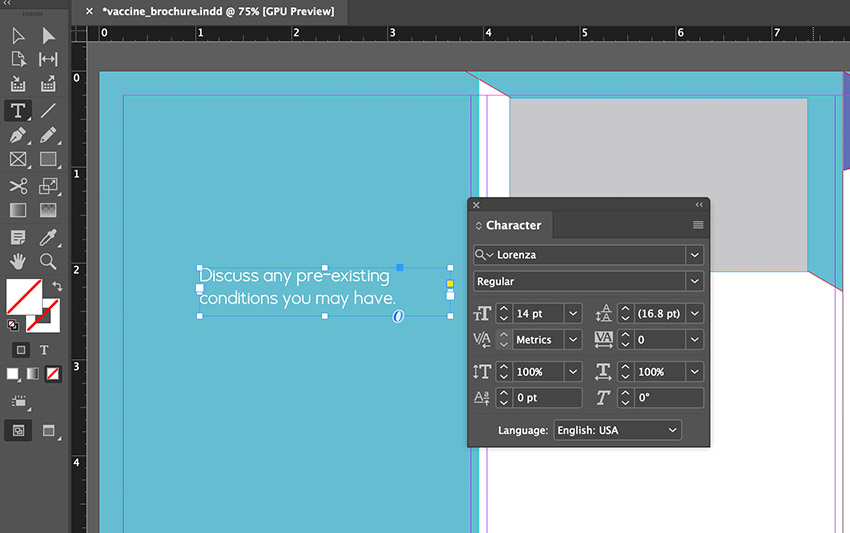 indesign type tool