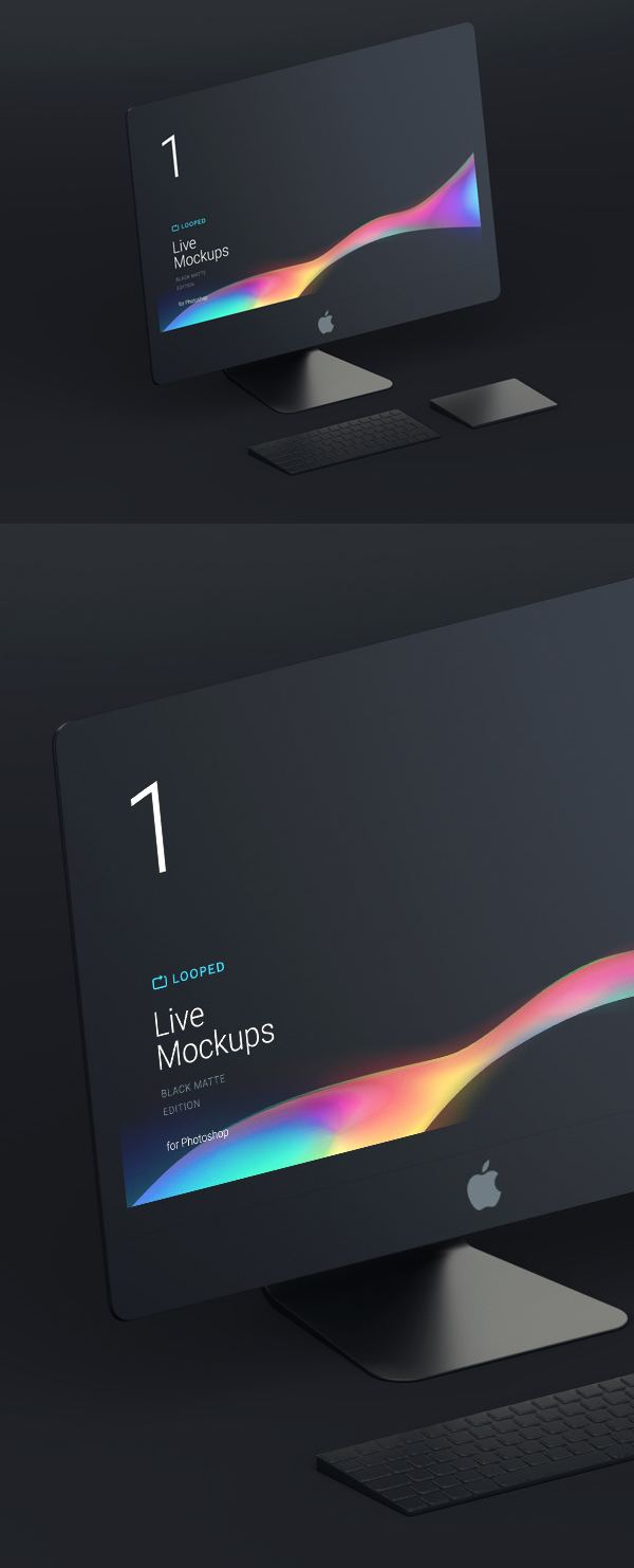 Free Apple Black Clay Desktop Mockup