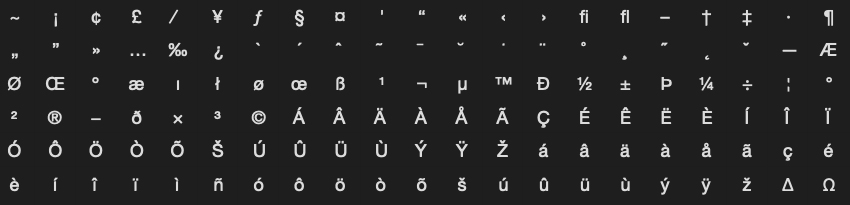 Helvetica Special Characters for a System Font
