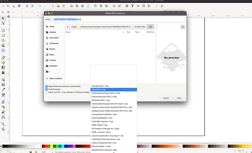 Inkscape SVG Select Plain SVG