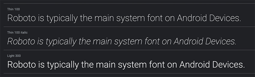 System Fonts Roboto