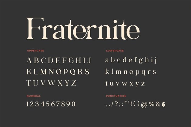 fraternite serif font similar to garamond display title header branding