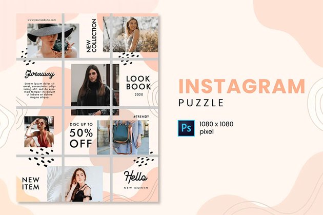 LookBook Instagram Grid Puzzle Template