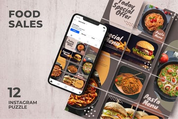 Food Sales - Instagram Grid Puzzle Template