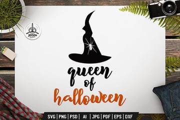 Queen Of Halloween Logo Retro Vector Vintage Badge