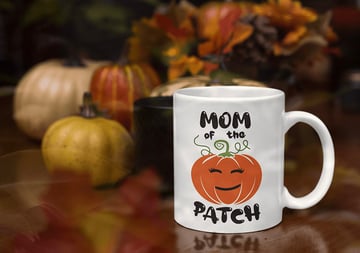 Mom Of The Patch Halloween Logo Retro Vector Badge