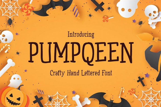 PUMPQEEN - Halloween Hand lettered Quirky Font