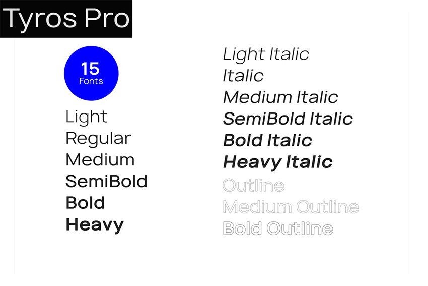 tyros pro font family pair with garamond 