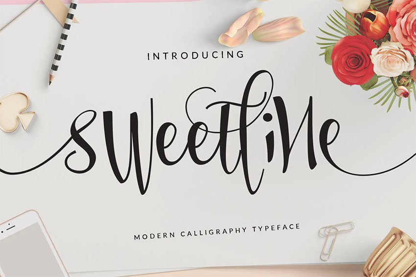 Sweetline Beautiful Script Font Wedding