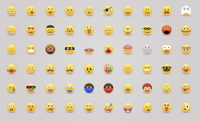 yellow glossy emoticons