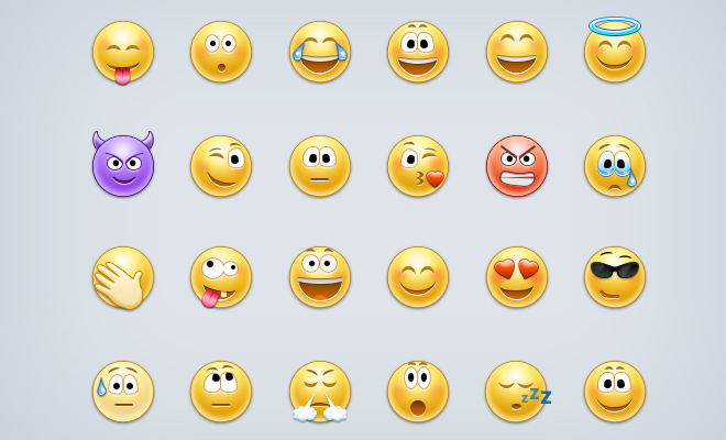 glossy smiley emoticons iconset