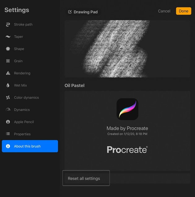 Procreate Reset Brush