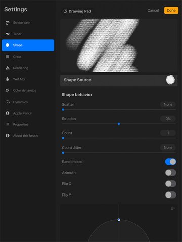 Procreate Shape Settings