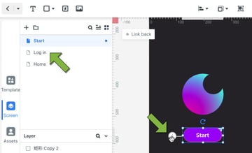 drag node to page