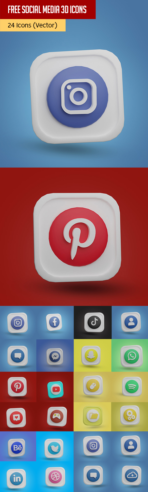 Social media 3D Icons Download Free