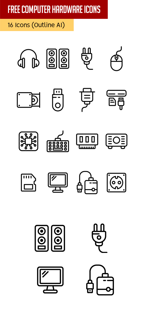 Computer Hardware Icons Set