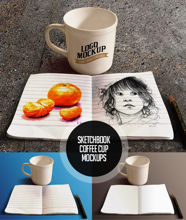 Sketchbook And Coffee Cup Mockup Free Font