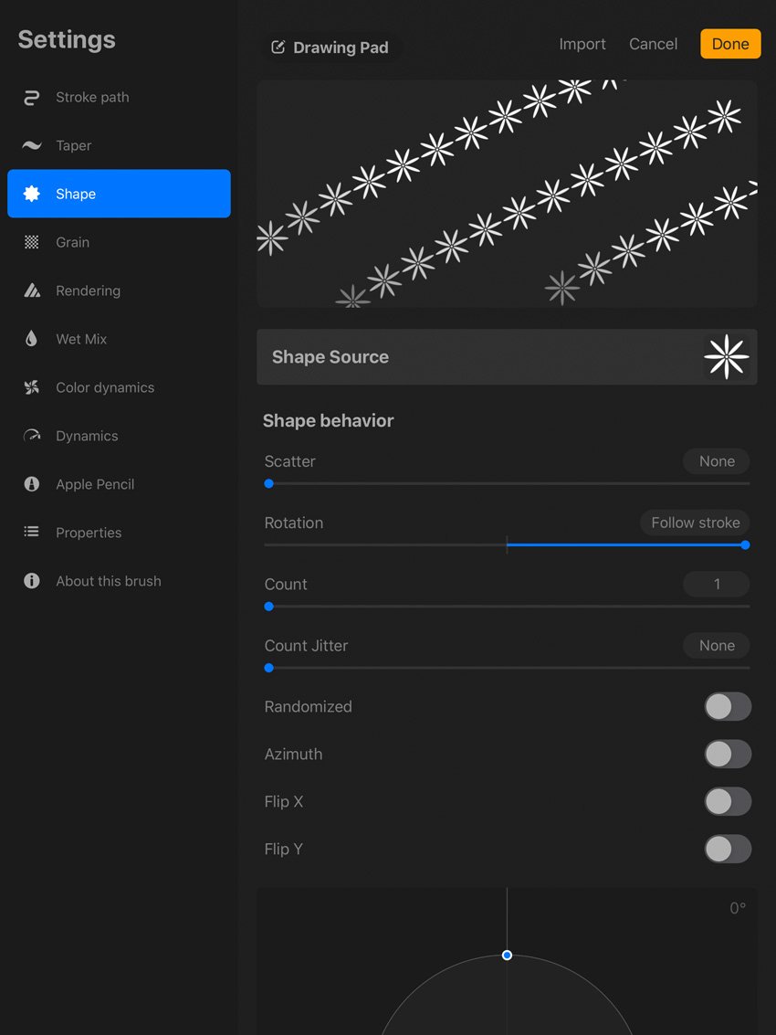 Procreate Shape Settings