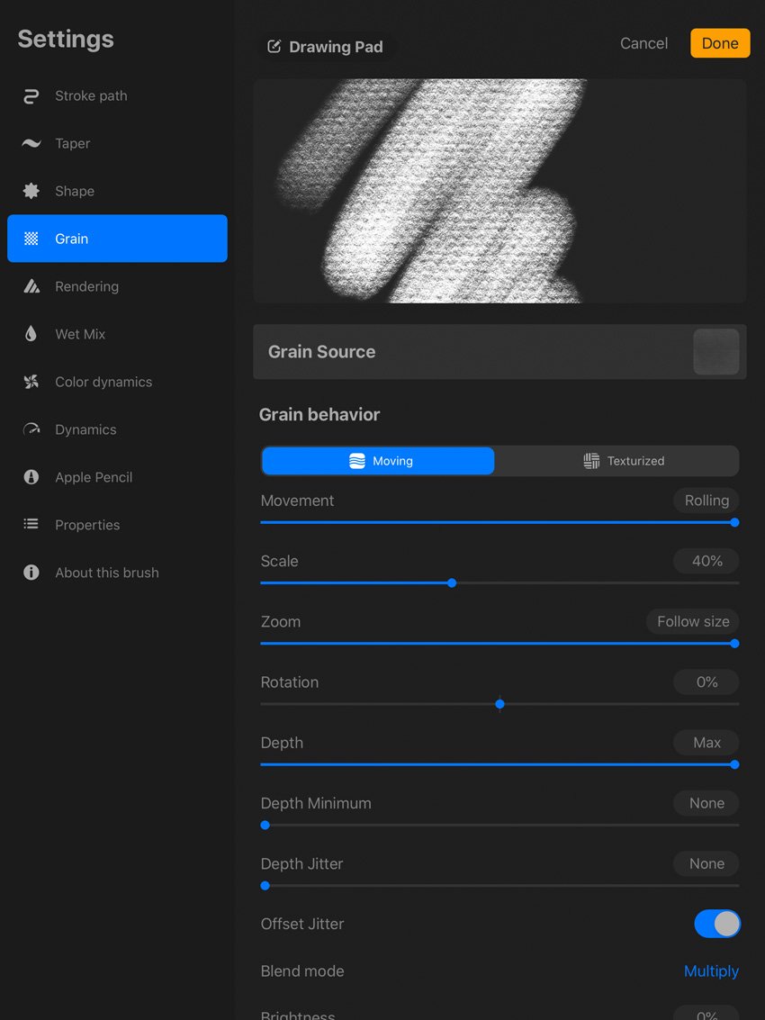 Procreate Grain Settings