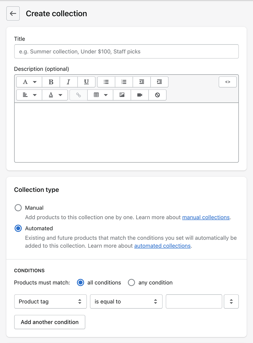 how to add product to collection shopify 